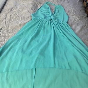 Midi Teal crossed back dress
